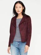 Old Navy Sueded Knit Moto Jacket For Women - Wine Tasting