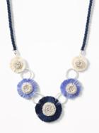 Old Navy  Braided Cord Tassel-flower Statement Necklace For Women Silver Size One Size