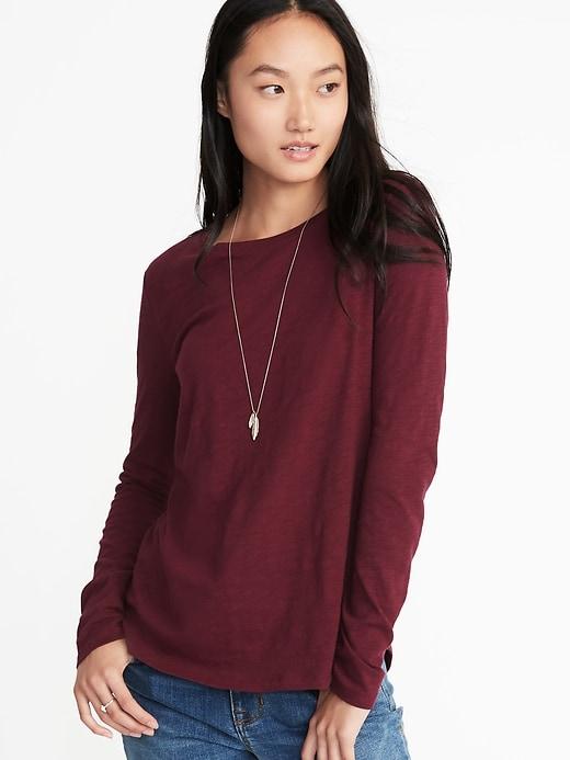 Old Navy Womens Everywear Slub-knit Tee For Women Maroon Jive Size Xxl