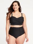 Old Navy Womens Plus-size Twist-front Long-line Swim Top Ebony Size 3x