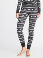 Old Navy Womens Patterned Thermal-knit Sleep Leggings For Women Black Fair Isle Size L