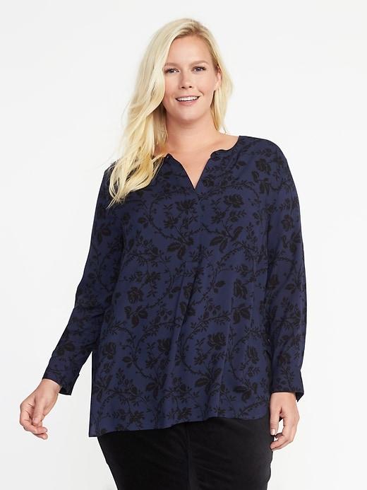 Old Navy Womens Patterned Plus-size Pullover Tunic Blue Black Size 4x