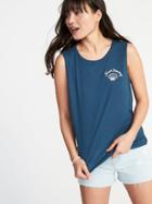 Old Navy Womens Relaxed High-neck Linen-blend Tank For Women Just Beachy Size S