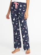 Old Navy Womens Poplin Sleep Pants For Women Space Llamas Size S