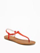 Old Navy T Strap Sandals For Women - Hot Tamale