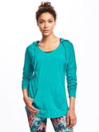 Old Navy Go Dry Slub Knit Hoodie For Women - Splashing Teal