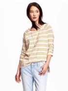 Old Navy Long Sleeve Square Fit Tee - Olive Stripe