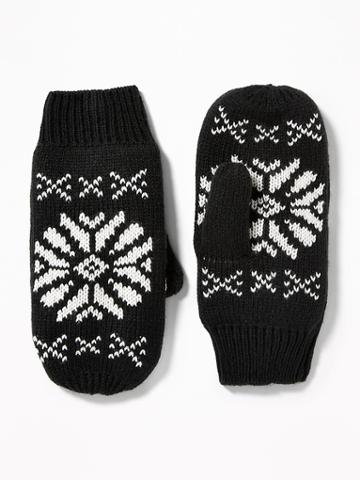 Patterned Sweater-knit Mittens For Women