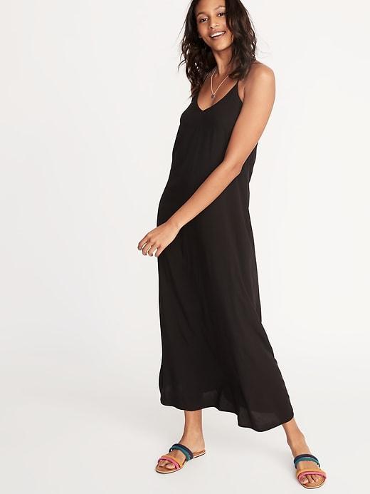 Sleeveless V-neck Maxi Shift Dress For Women