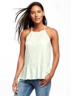Old Navy Womens High-neck Sleeveless Pintuck Blouse For Women Mint Mist Size Xs