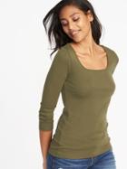 Old Navy Womens Slim-fit Square-neck Tee For Women Hunter Pines Size L
