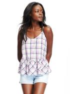 Old Navy Button Down Peplum Cami For Women - Purple Plaid