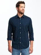 Old Navy Regular Fit Built In Flex Classic Shirt For Men - Ink Blue