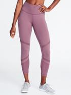 Old Navy Womens High-rise 7/8-length Mesh-trim Compression Leggings For Women Bust A Mauve Size S