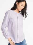 Old Navy Womens Relaxed Ruffle-trim Shirt For Women Lilac Purple Size Xl