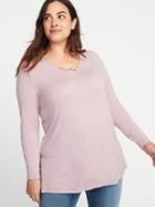 Old Navy Womens Slub-knit Lattice-neck Plus-size Luxe Tunic Plum Tonic Size 2x