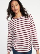 Old Navy Womens Plush-knit Balloon-sleeve Top For Women Burgundy Stripe Size Xs