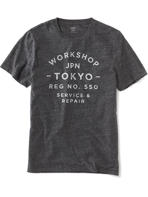 Old Navy Workshop Tokyo Service & Repair Tee For Men - Dark Charcoal Gray