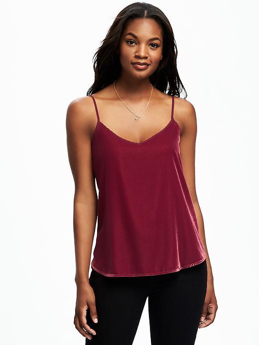 Old Navy Velvet V Neck Cami For Women - Cranberry Cocktail