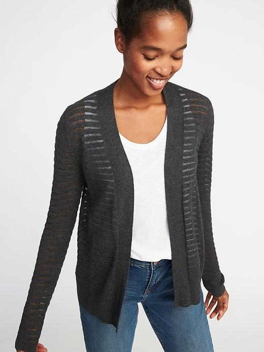 Old Navy Womens Open-front Textured Sweater For Women Graphite Heather Size M