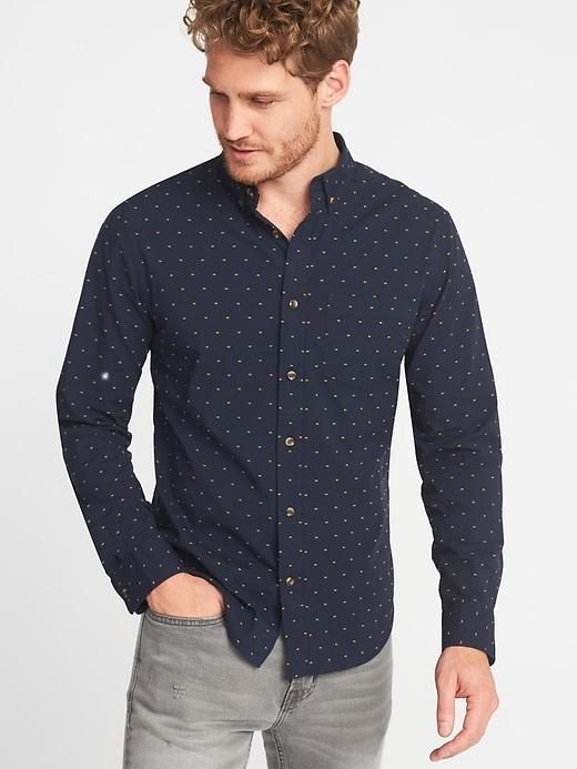 Old Navy Mens Slim-fit Built-in Flex Everyday Dobby Shirt For Men In The Navy Size Xs