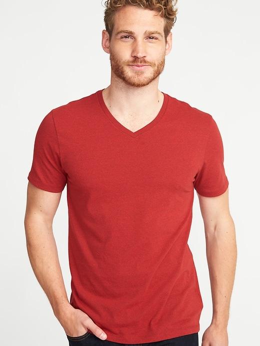 Old Navy Mens Soft-washed Slub-knit V-neck Tee For Men Robbie Red Size Xxl