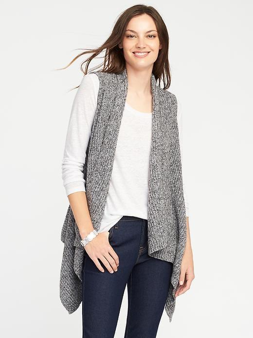 Old Navy Textured Drape Front Sweater Vest For Women - Heather Light Gray