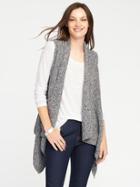 Old Navy Textured Drape Front Sweater Vest For Women - Heather Light Gray