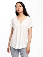 Old Navy Relaxed Rolled Cuff Tee For Women - Cream