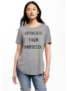 Old Navy Relaxed Graphic Curved Hem Tee For Women - Dark Heather Gray