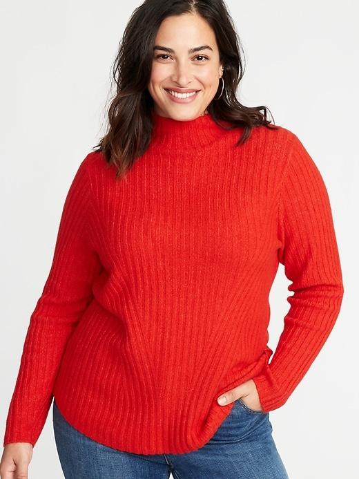 Old Navy Womens Directional Rib-knit Plus-size Mock-neck Sweater Red Size 2x