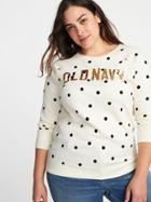 Old Navy Womens Graphic French Terry Plus-size Sweatshirt Gold-foil Logo Size 1x