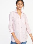 Old Navy Womens Relaxed Classic Tunic Shirt For Women Pink Stripe/polka Dot Size S