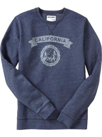 Old Navy Old Navy Mens Graphic Fleece Pullovers - Ink Blue