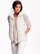 Old Navy Womens Quilted Fleece Lined Vest Size L Tall - Creme De La Creme