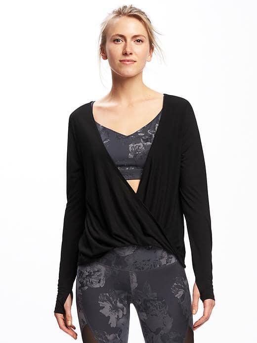 Old Navy Go Dry Reversible Cross Wrap Top For Women - Black