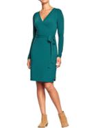 Old Navy Womens Long Sleeved Wrap Dresses - Teal Next Time