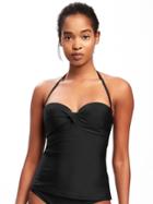 Old Navy Womens Twist-front  Bandeau Tankini Top For Women Ebony Size Xs