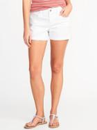 Old Navy Womens Semi-fitted White Denim Shorts For Women (3 1/2) Bright White Size 16