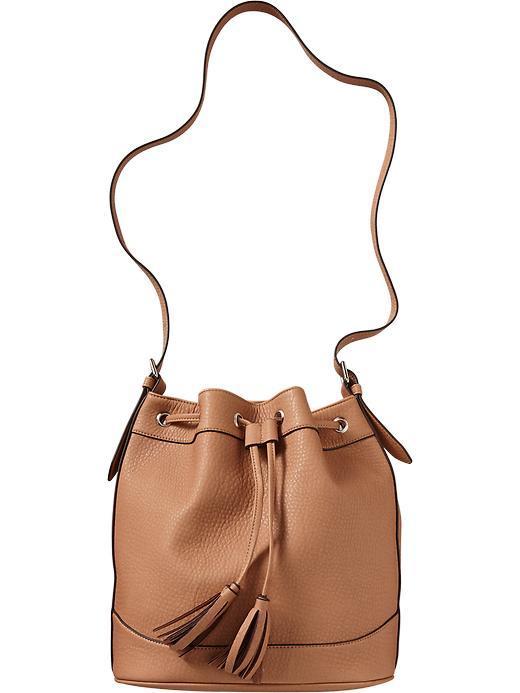 Old Navy Old Navy Womens Faux Leather Tasseled Bucket Bags - Mocha Brown