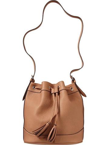 Old Navy Old Navy Womens Faux Leather Tasseled Bucket Bags - Mocha Brown