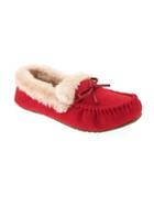 Old Navy Suedes Sherpa Trim Moccasin Slippers Size 10 - Red