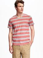 Old Navy Striped V Neck Tee For Men - Gray Stripe