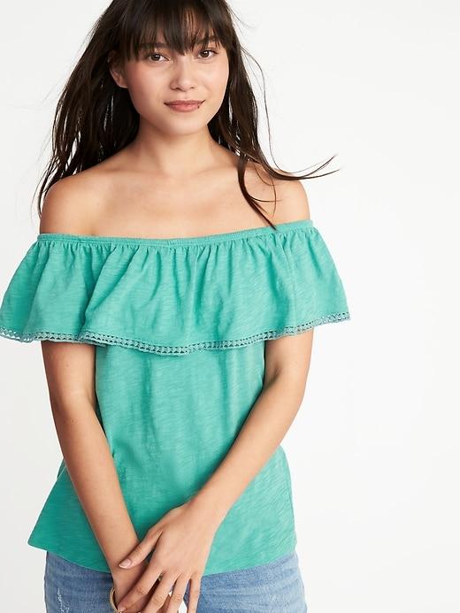 Old Navy Womens Relaxed Off-the-shoulder Swing Top For Women Kiss And Teal Size Xl