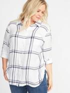 Old Navy Womens Classic Plus-size No-peek Tunic Shirt Windowpane Size 1x