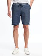 Old Navy Railroad Stripe Drawstring Shorts For Men - Mini Blue Stripe