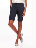 Old Navy Relaxed Mid Rise Canvas Bermudas For Women 10 1/2 - Classic Navy