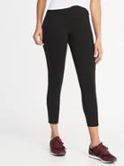 Old Navy Womens High-rise 7/8-length Velvet-stripe Ponte-knit Street Leggings For Women Black Size Xl