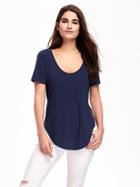 Old Navy Womens Relaxed Curved-hem Tee For Women Lost At Sea Navy Size S