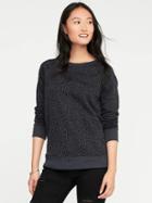 Old Navy Printed French Terry Sweatshirt For Women - Black Leopard